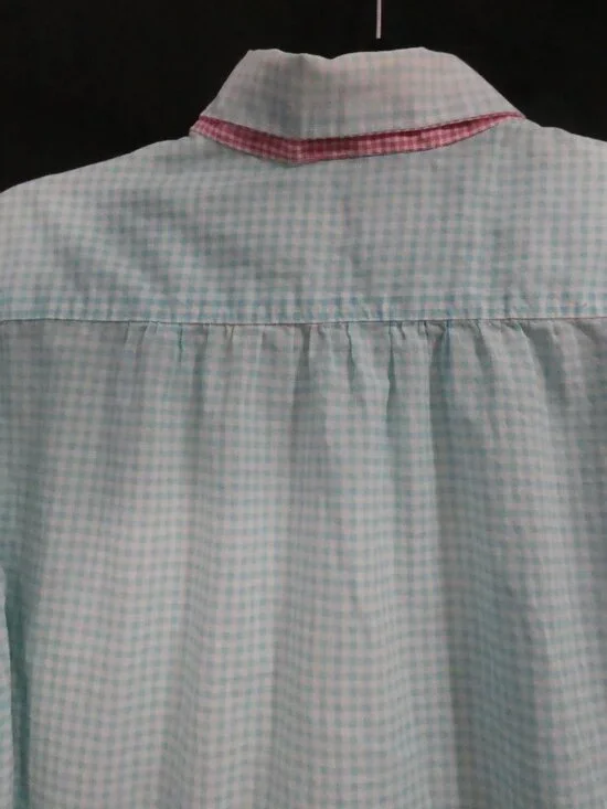 Handmade Pastel Colorblock Gingham Button-Down Shirt - P2P 21" - Picture 12 of 16